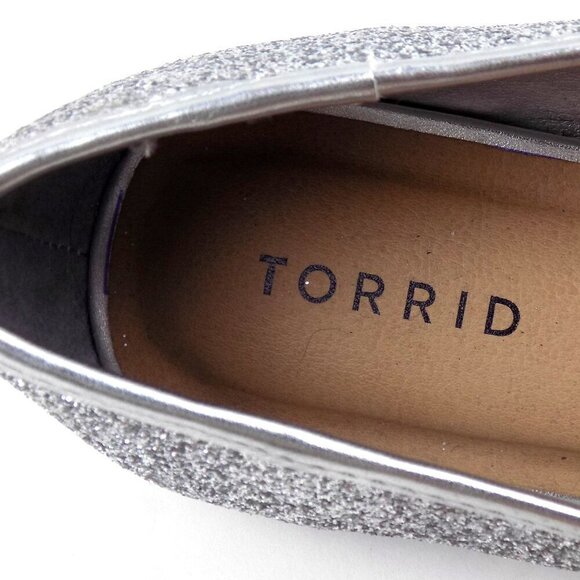 Torrid Ballet Flats Shoes Size 9 Bow & Gem Accent Silver Glitter - Picture 9 of 9